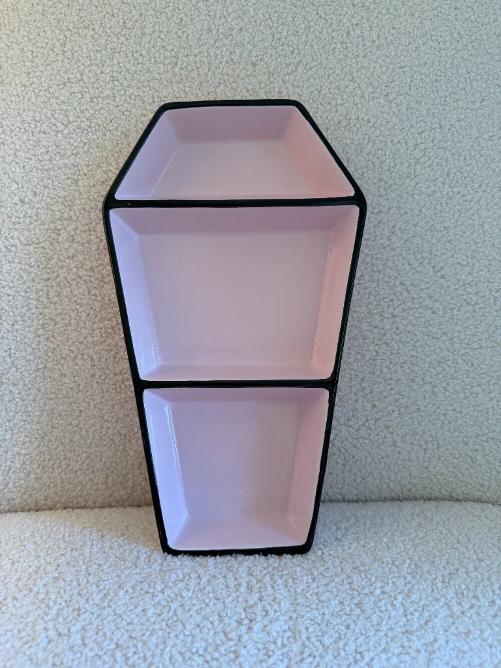 NWT! Celebrate It 12" Pink & Black Ceramic Coffin Serving Tray